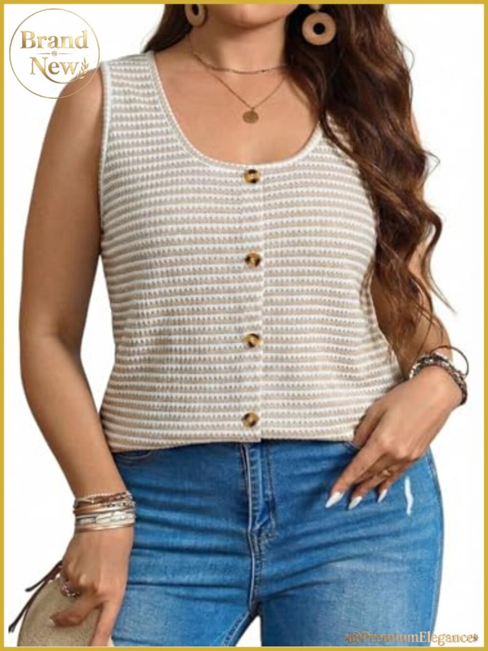 Plus Size Sleeveless Knit Tank Top - Summer Casual
